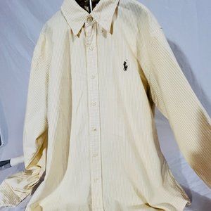 Ralph Lauren Size 14  Mens Cotton long sleeve Yellow and White Striped